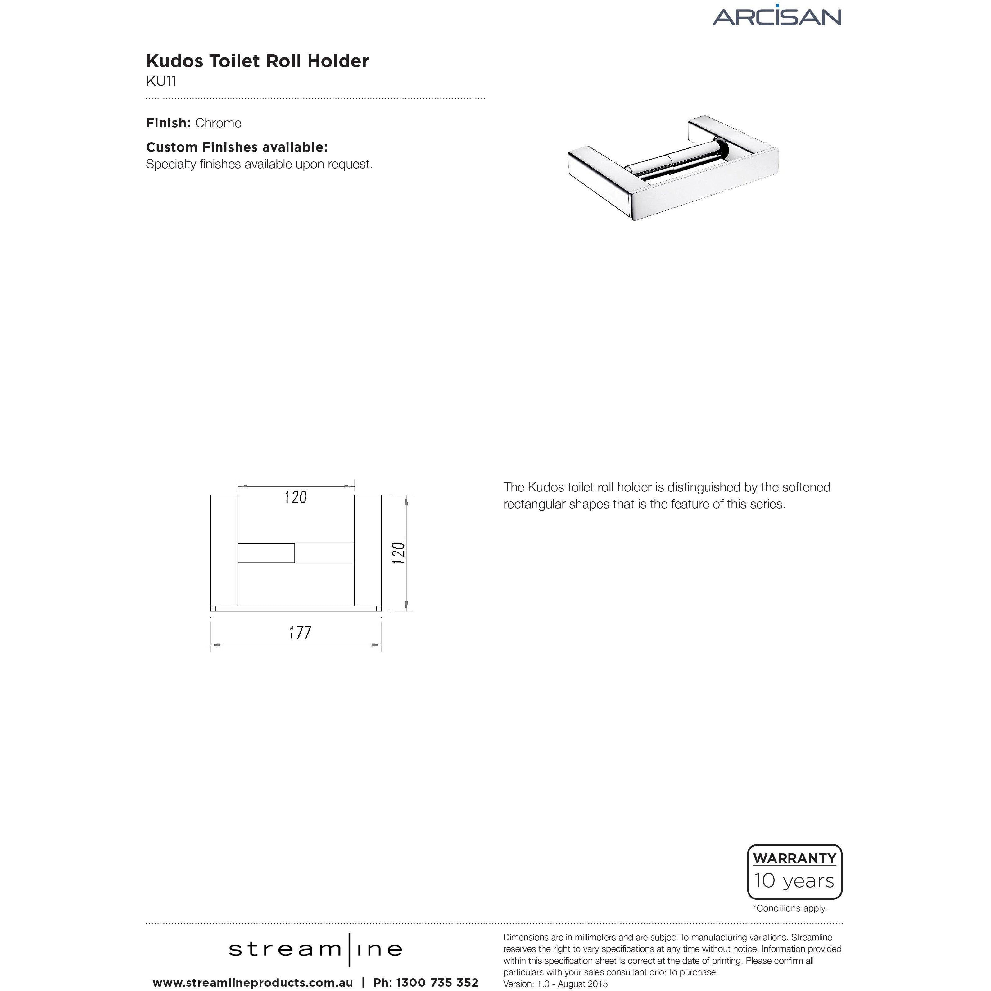 Arcisan Kudos Toilet Roll Holder Chrome - Burdens Plumbing