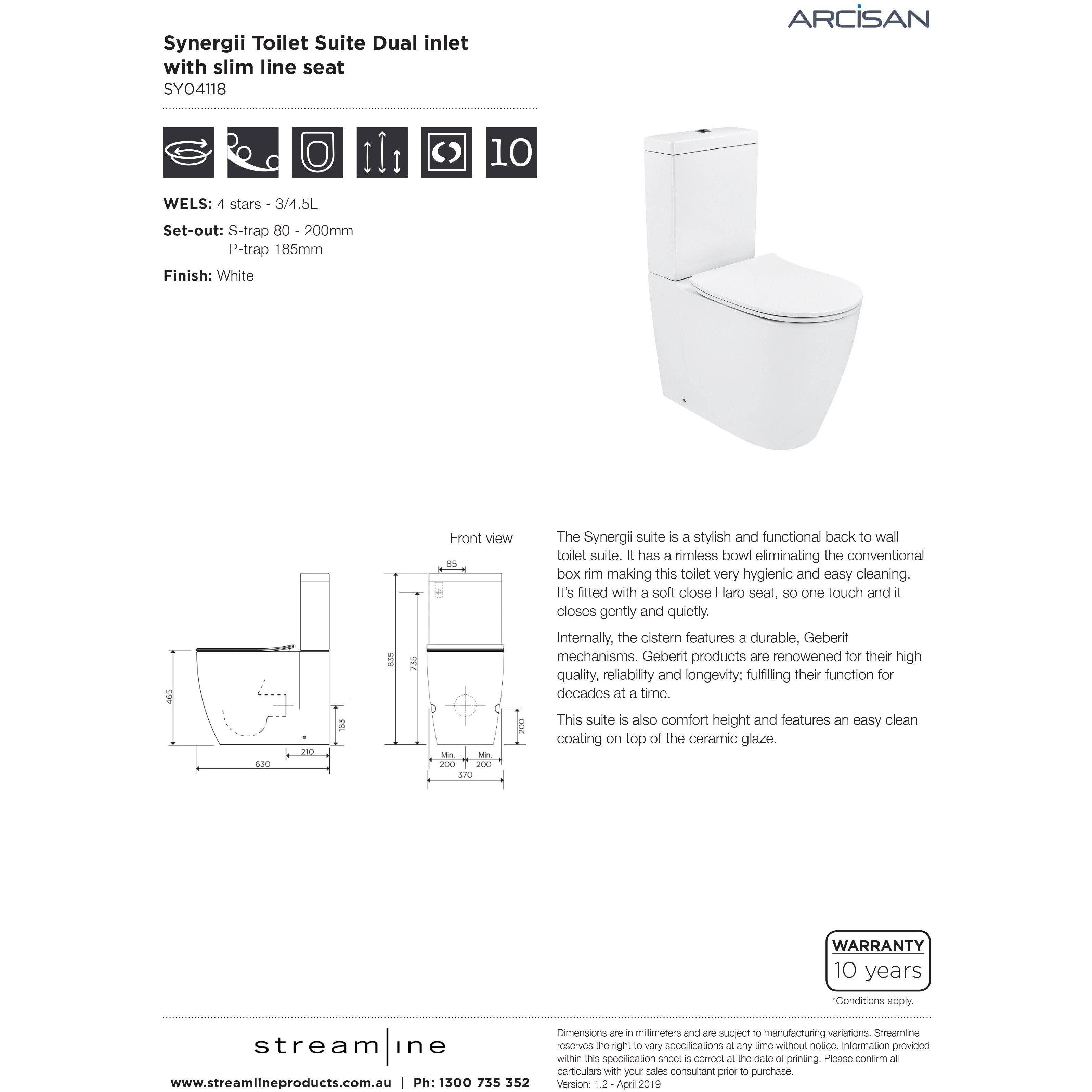Arcisan Synergii Btw Dual Inlet Suite Slim Seat - Burdens Plumbing