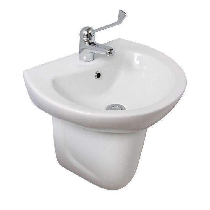 Aspire Unity 500 Wall Basin Only 500 X 410 3 Tap Hole White - Burdens Plumbing