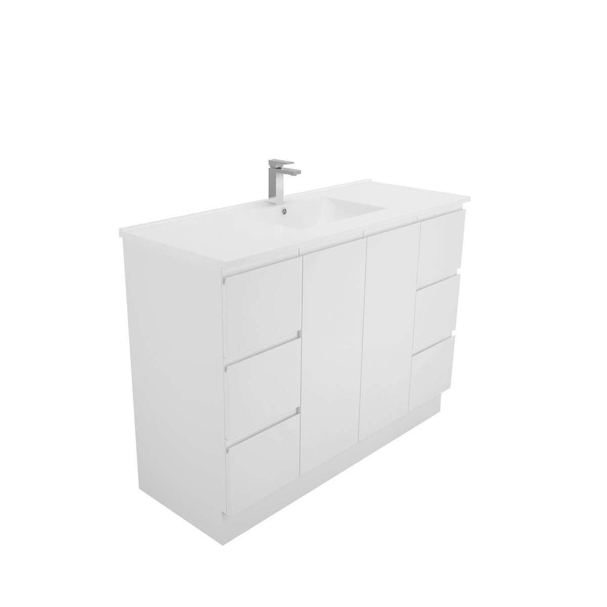 Aspire Unity II 1200 Vanity 1 Tap Hole Floor C/W Sq Ceramic Top White - Burdens Plumbing