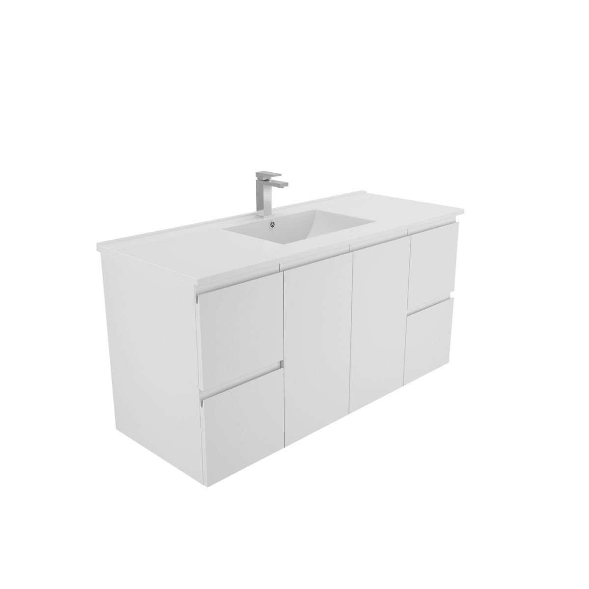 Aspire Unity II 1200 Vanity 1 Tap Hole W/Hung C/W Sq Ceramic Top Wh - Burdens Plumbing