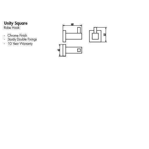 Aspire Unity **Square** Robe Hook Chrome - Burdens Plumbing