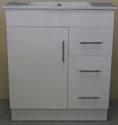 Aussie Life Floor Mounted Vanity 750mm 3Th Lh Drawers Jqk-750-3Th-L - Burdens Plumbing