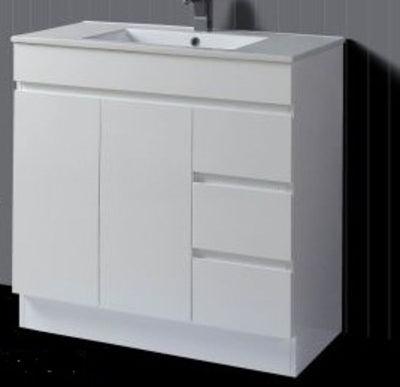 Aussie Life Floor Mounted Vanity 900mm 3Th Lh Drawers Jqd-900-3Th-L - Burdens Plumbing