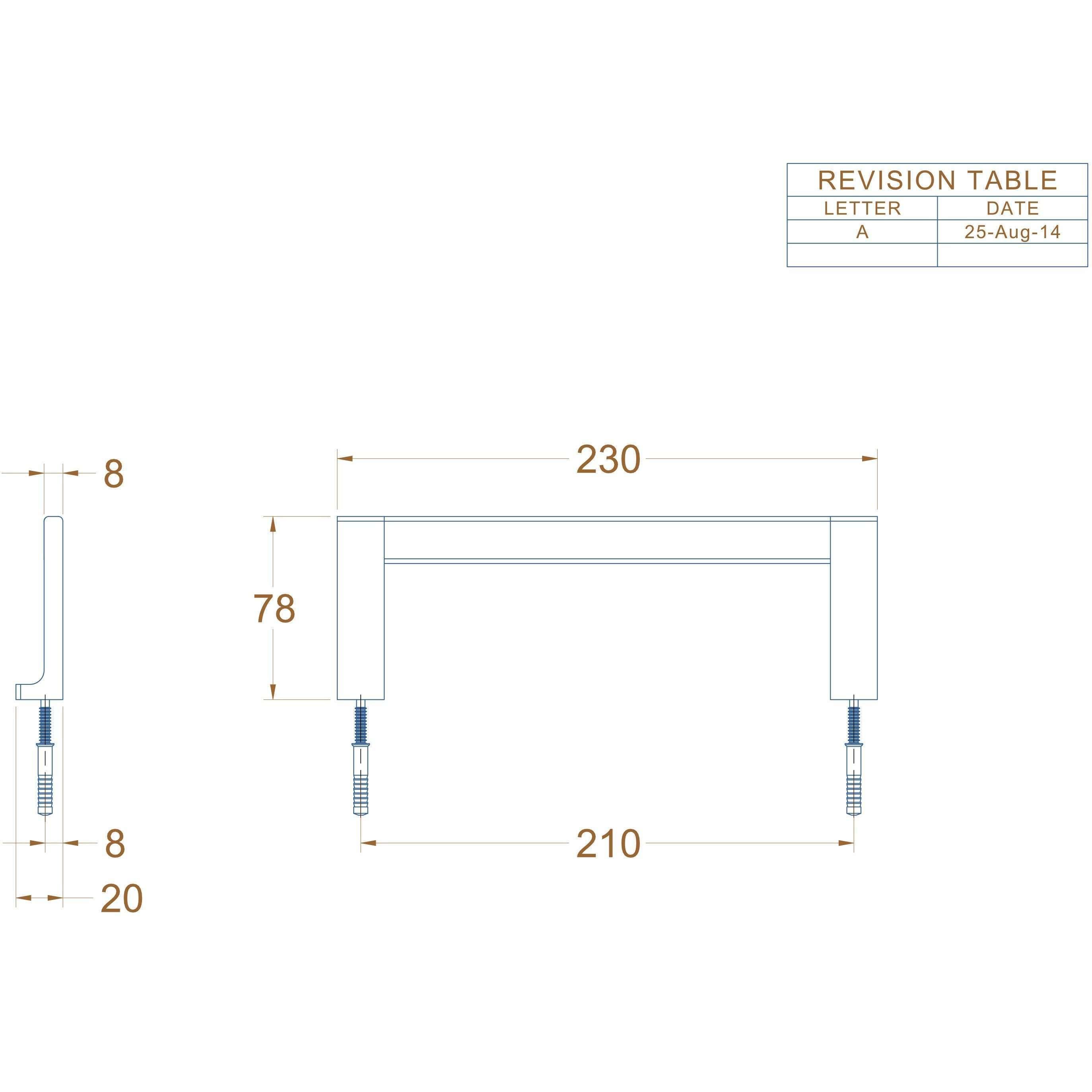 Avenir Above Single Towel Rail 23Cm Chrome - Burdens Plumbing