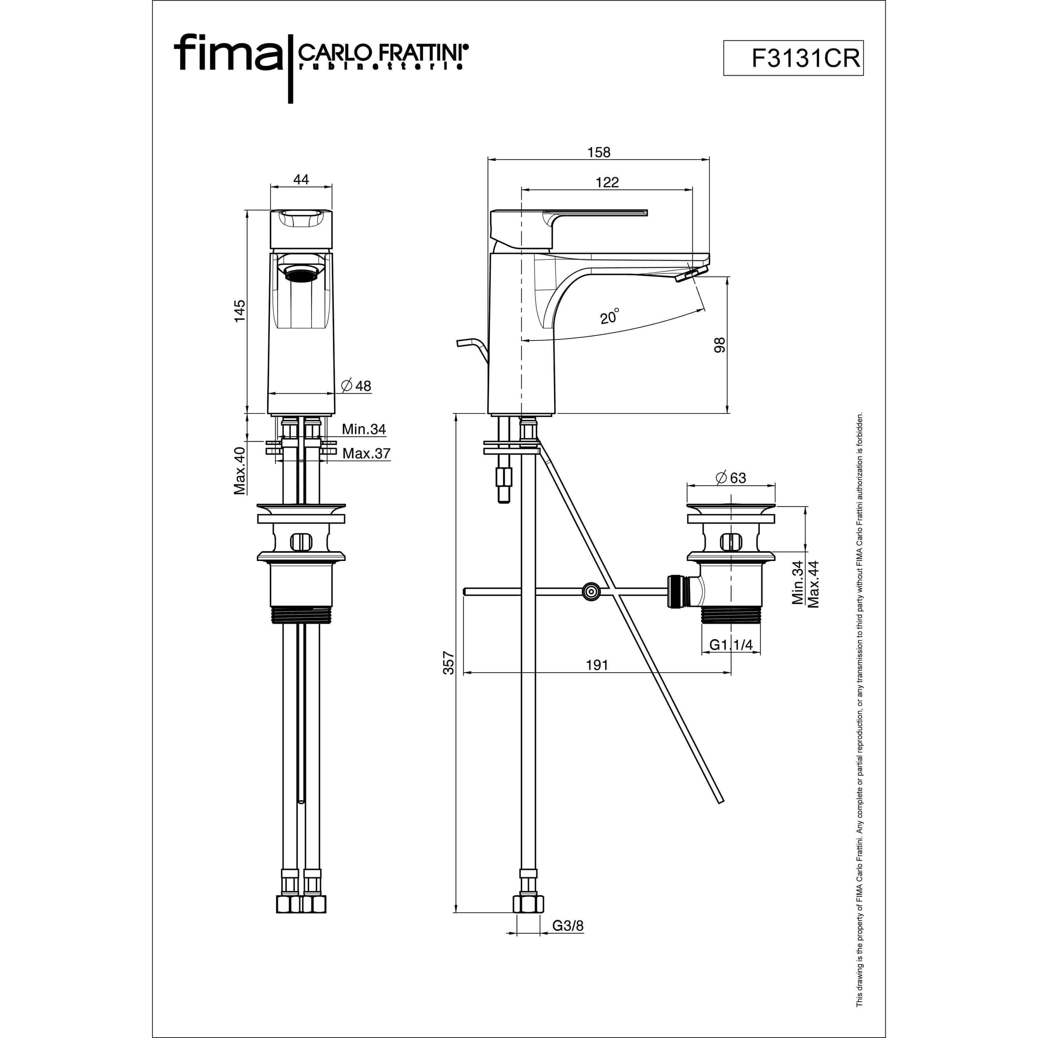 Bathe Fima Mast Basin Mixer 145mm Matt Black F3131Ns - Burdens Plumbing