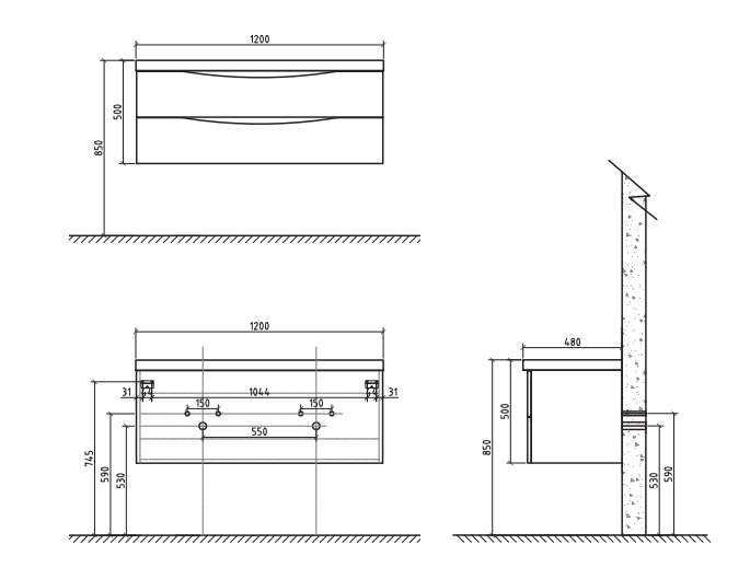 Belbagno Ancona Single 1200mm Wall Hung Vanity Rose Wood 1200X480X450 - Burdens Plumbing