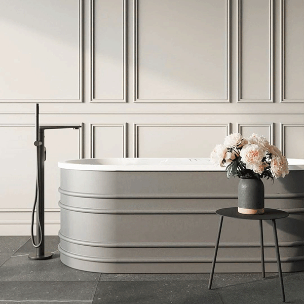 Belbagno Bucciano 1675mm Freestanding Bath Stone Grey - Burdens Plumbing