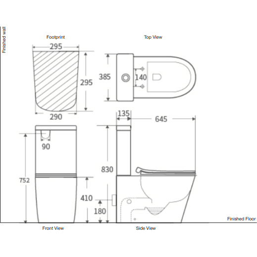 Belbagno Flay-R Rimless Nano Glaze Toilet Suite Bb007Cpr - Burdens Plumbing
