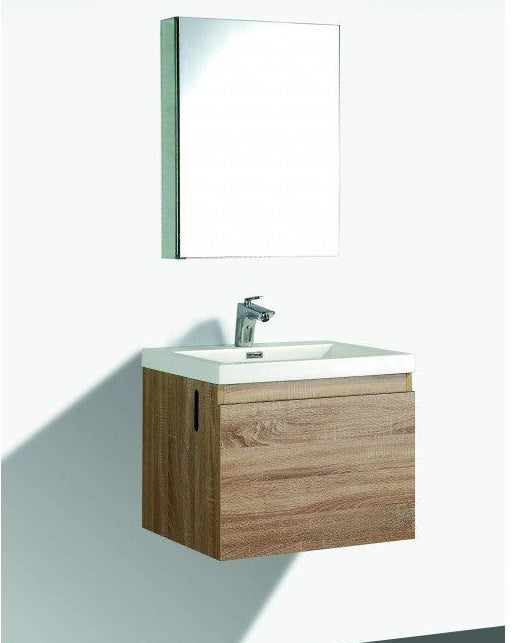 Belbagno Roxanne 600mm Wall Hung Vanity White Oak P/Marble Top - Burdens Plumbing
