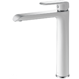 Bella Vista Ikon Kara Highrise Basin Mixer Chrome White - Burdens Plumbing