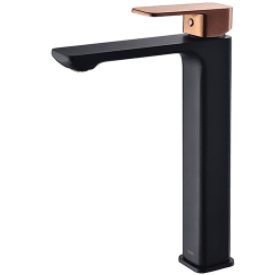 Bella Vista Seto H-Rise Basin Mixer Matte Black And Rose Gold - Burdens Plumbing