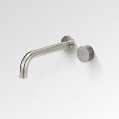 Bestlink Element Progressive Wall Bath Mixer 200mm Reach Spout Brushed Nickel - Burdens Plumbing