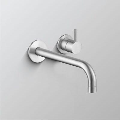 Bestlink New York Wall Mounted Bath Mixer Set 200mm Reach Spout Brushed Nickel - Burdens Plumbing