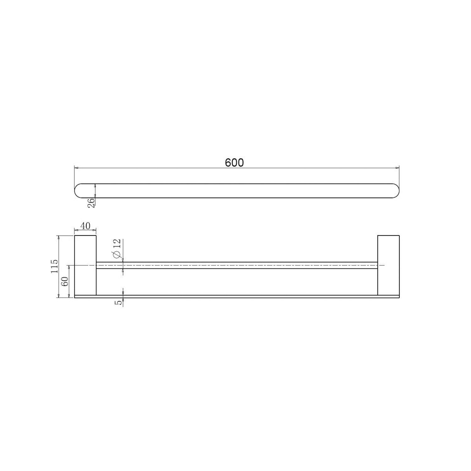 Bianca Double Towel Rail 600mm Brushed Nickel - Burdens Plumbing