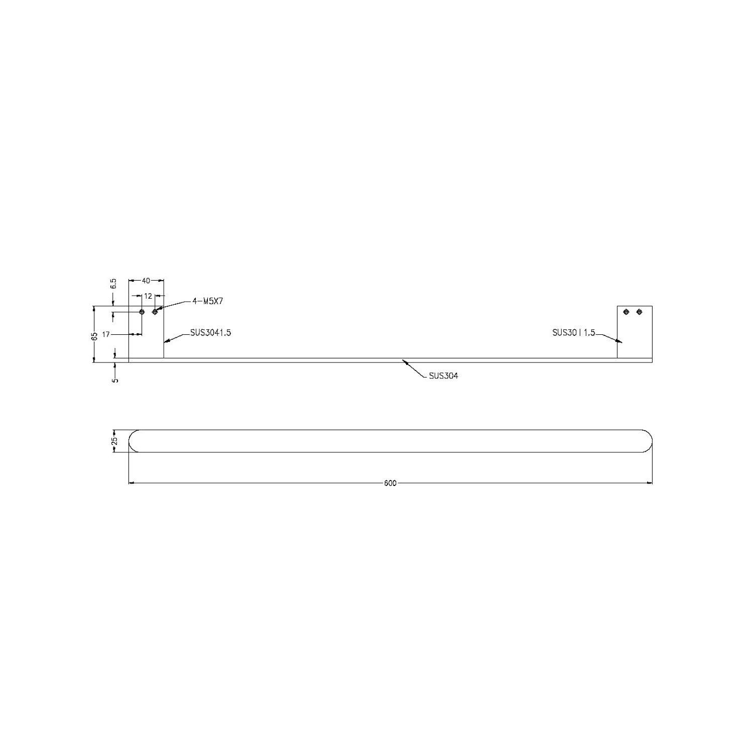 Bianca Single Towel Rail 600mm Brushed Gold - Burdens Plumbing