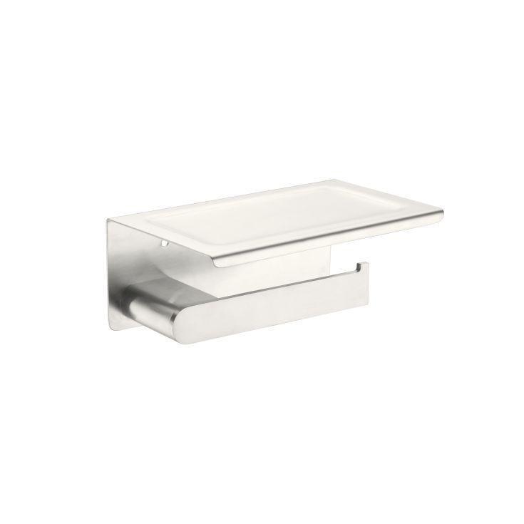 Bianca Toilet Roll Holder With Shelf Brushed Nickel - Burdens Plumbing