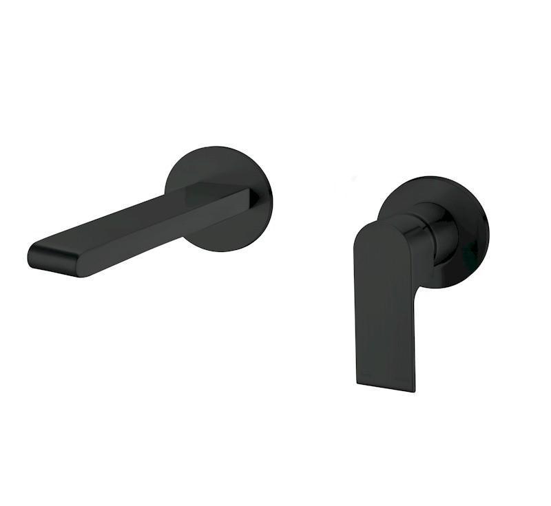 Bianca Wall Basin Mixer Separate Back Plate Matt Black - Burdens Plumbing