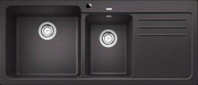 Blanco Naya8Sb Sink Left Hand 1&1/2 Bowl Double Black With Drainer - Burdens Plumbing