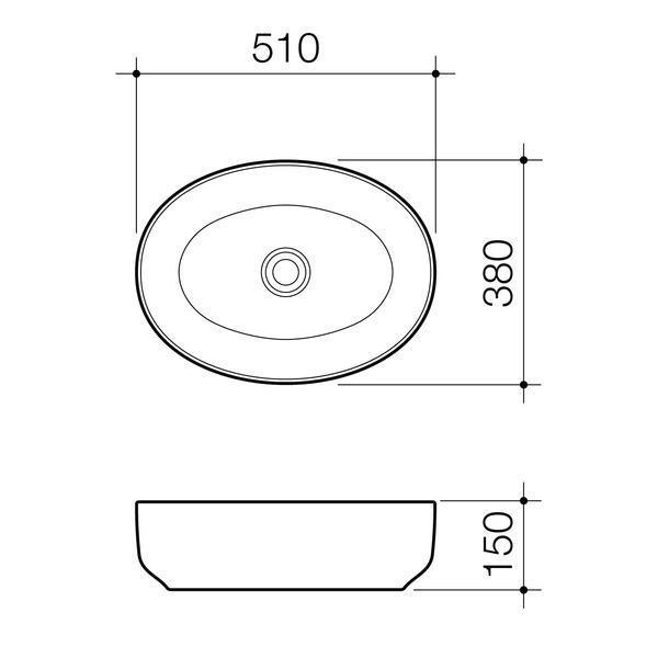 Caroma Artisan Above Counter Basin Oval 510mm - Burdens Plumbing