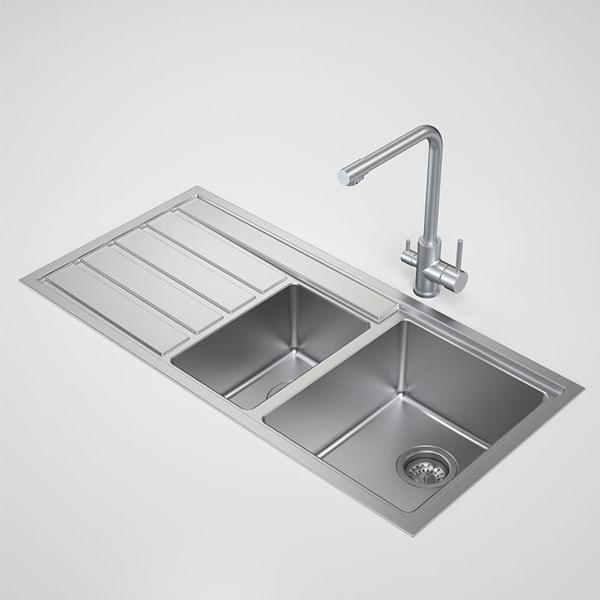 Caroma Compass 1.5 Bowl Stainless Steel Kitchen Sink - Burdens Plumbing