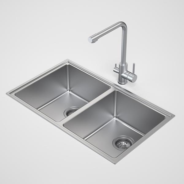 Caroma Compass Stainless Steel Double Bowl - Burdens Plumbing
