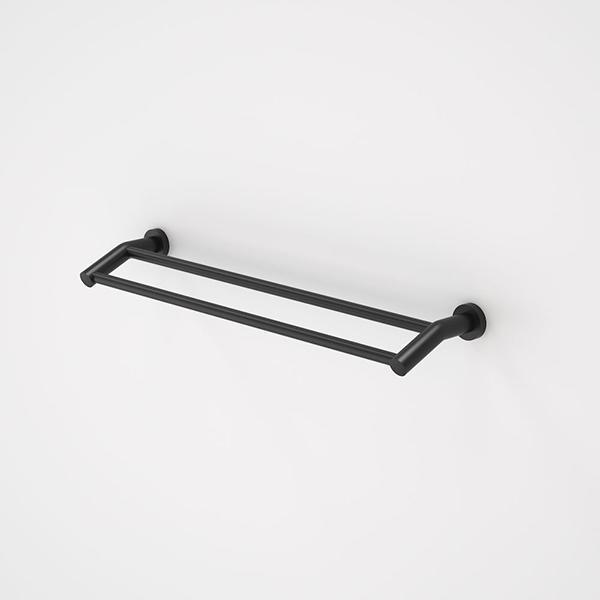 Caroma Cosmo Metal Double Towel Rail 630mm Matte Black - Burdens Plumbing