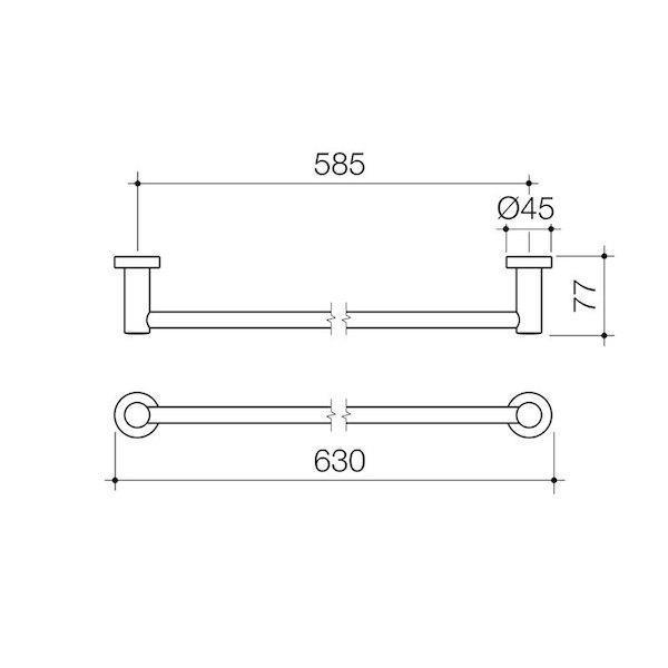 Caroma Cosmo Metal Single Towel Rail 600mm Chrome - Burdens Plumbing