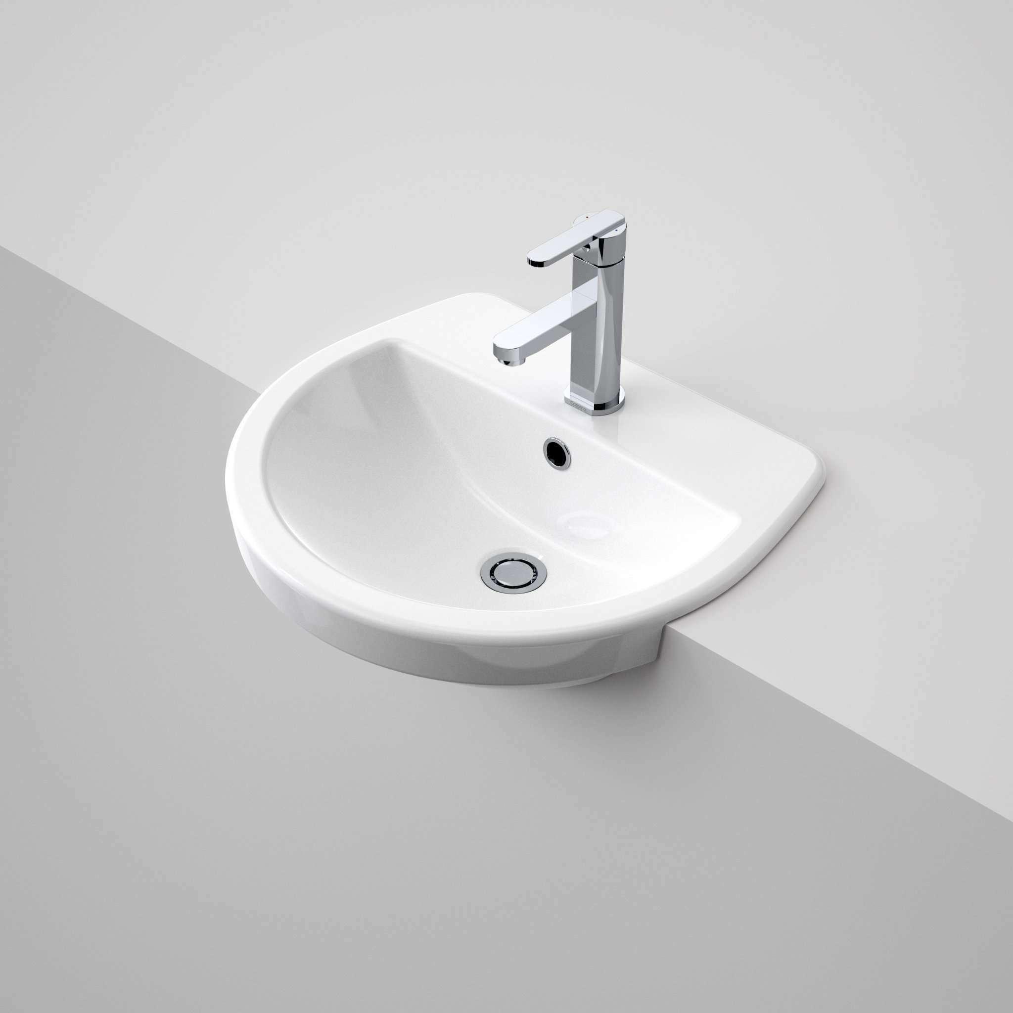 Caroma Cosmo Semi Recessed Basin 500mm X 440mm 1Th White - Burdens Plumbing