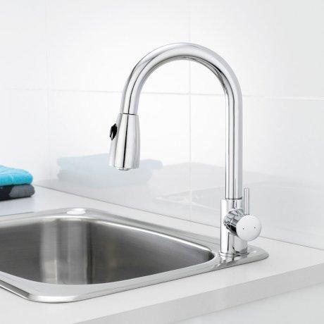 Caroma Husk Retractable Dual Spray Sink Mixer Chrome - Burdens Plumbing