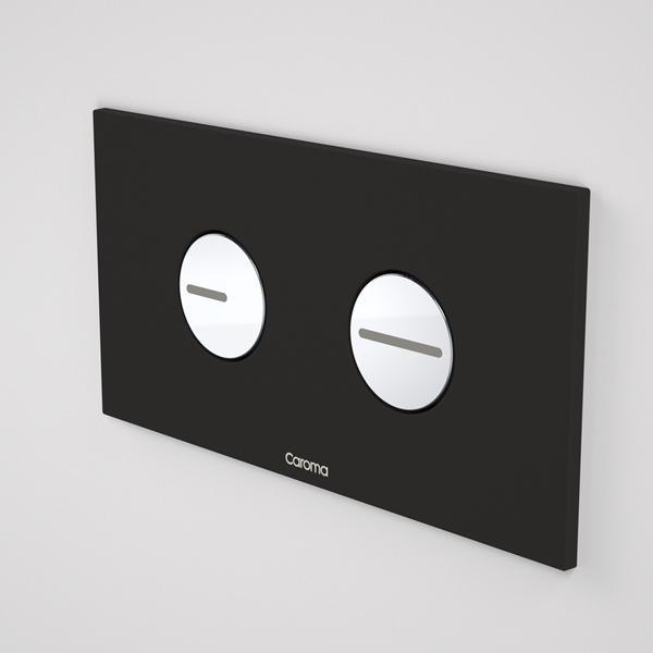 Caroma Invisi Series II Round Dual Flush Plate & Buttons - Black - Burdens Plumbing