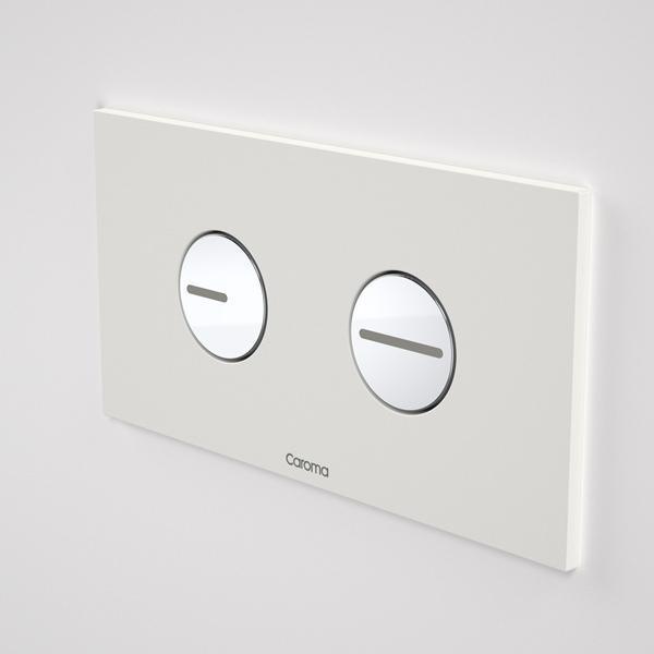Caroma Invisi Series II Round Dual Flush Plate & Buttons - White - Burdens Plumbing