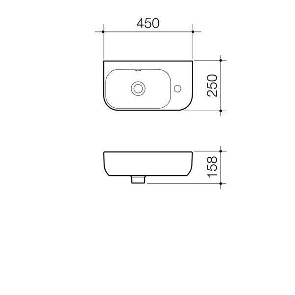 Caroma Luna Hand Wall Basin 450mm - Burdens Plumbing