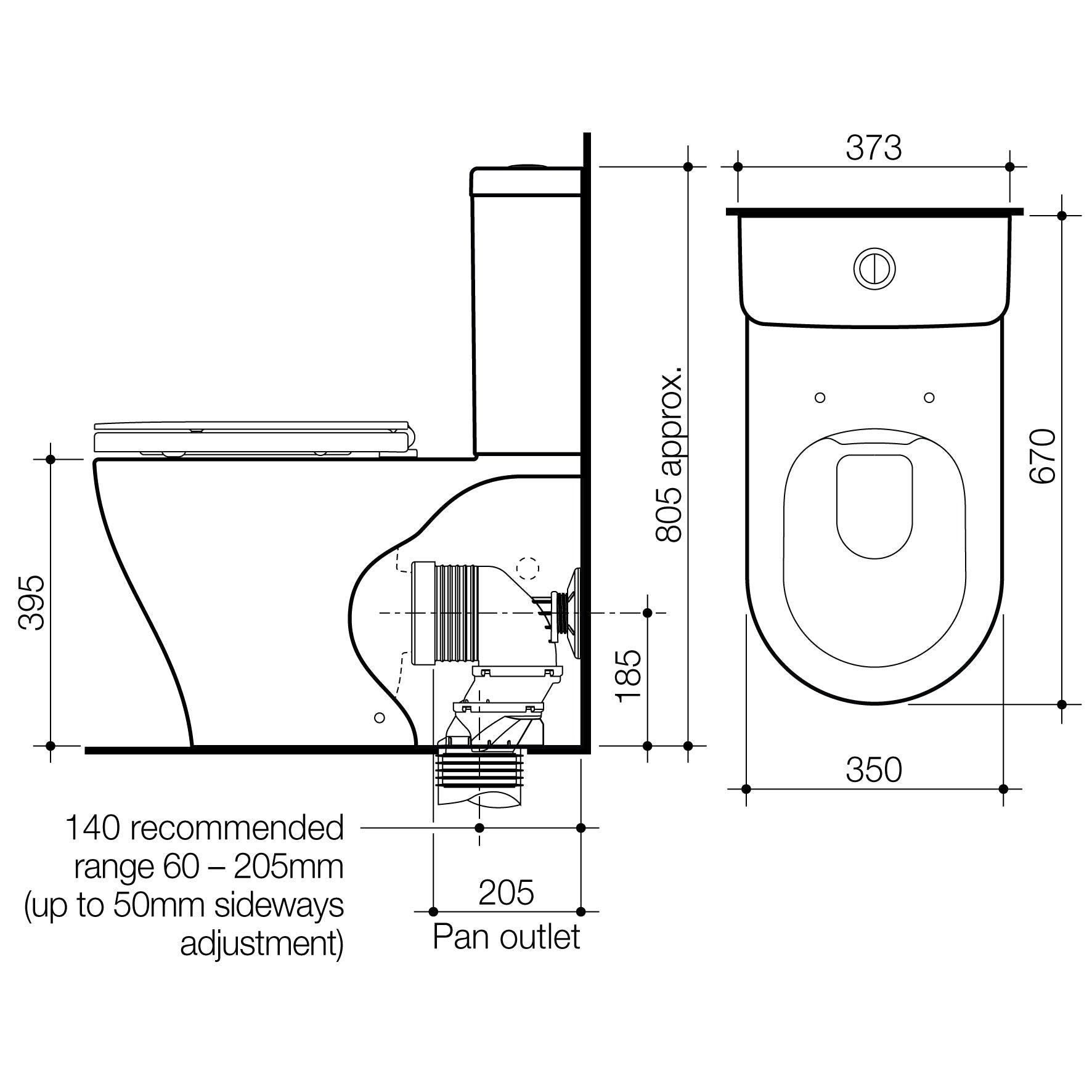 Caroma Luna Plus Clean Flush Wall Face C/C Suite Back Entry White - Burdens Plumbing