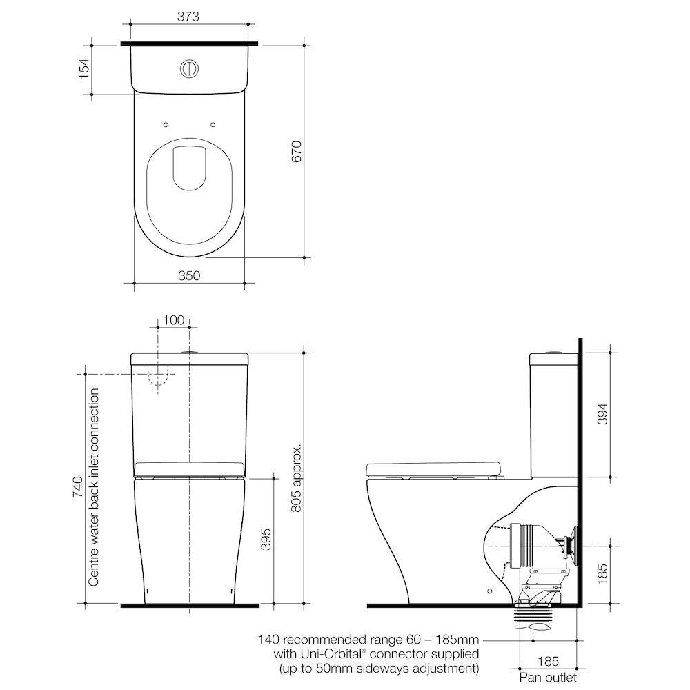 Caroma Luna Plus Wall Face C/C Suite Back Entry - Burdens Plumbing