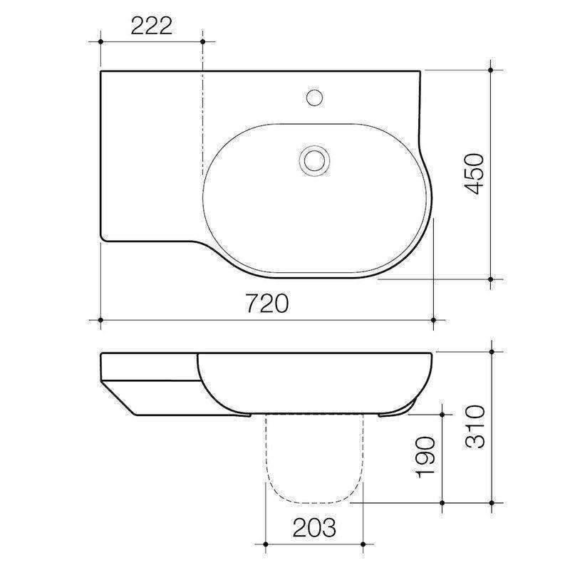 Caroma Opal 720 Wall Basin Left Hand White 1Th - Burdens Plumbing