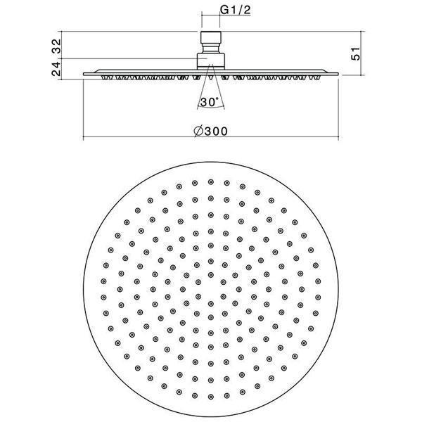 Caroma Titan Stainless Steel Shower Head - 300mm - Burdens Plumbing