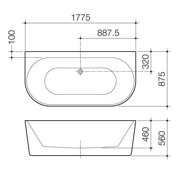 Caroma Urbane II 1800 Back To Wall Freestanding Bath White Au8Wfw - Burdens Plumbing