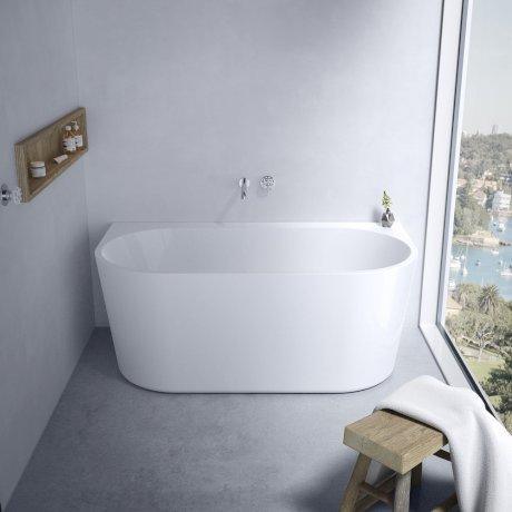 Caroma Urbane II 1800 Back To Wall Freestanding Bath White Au8Wfw - Burdens Plumbing