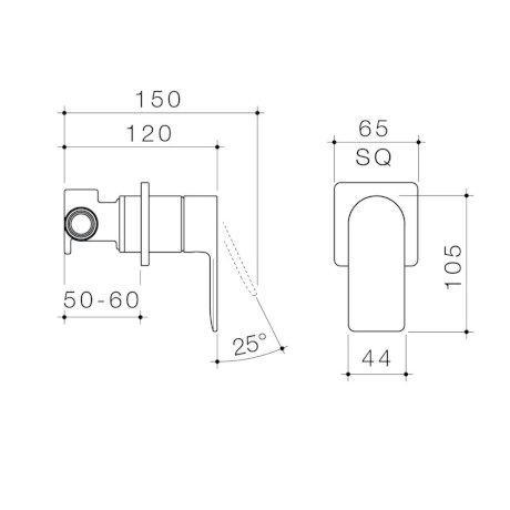 Caroma Urbane II Bath/Shower Mixer Square Brushed Nickel - Burdens Plumbing