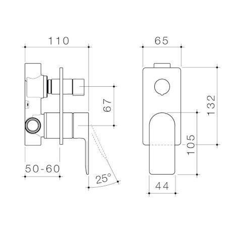 Caroma Urbane II Bath/Shower Mixer With Diverter Rectangle Brushed Nickel - Burdens Plumbing