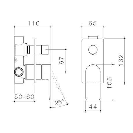 Caroma Urbane II Bath/Shower Mixer With Diverter Rectangle Gunmetal - Burdens Plumbing