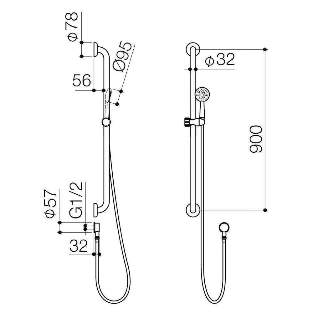 Caroma Virtu Plus Starsafe II Shower Set - 900mm Rail - Burdens Plumbing