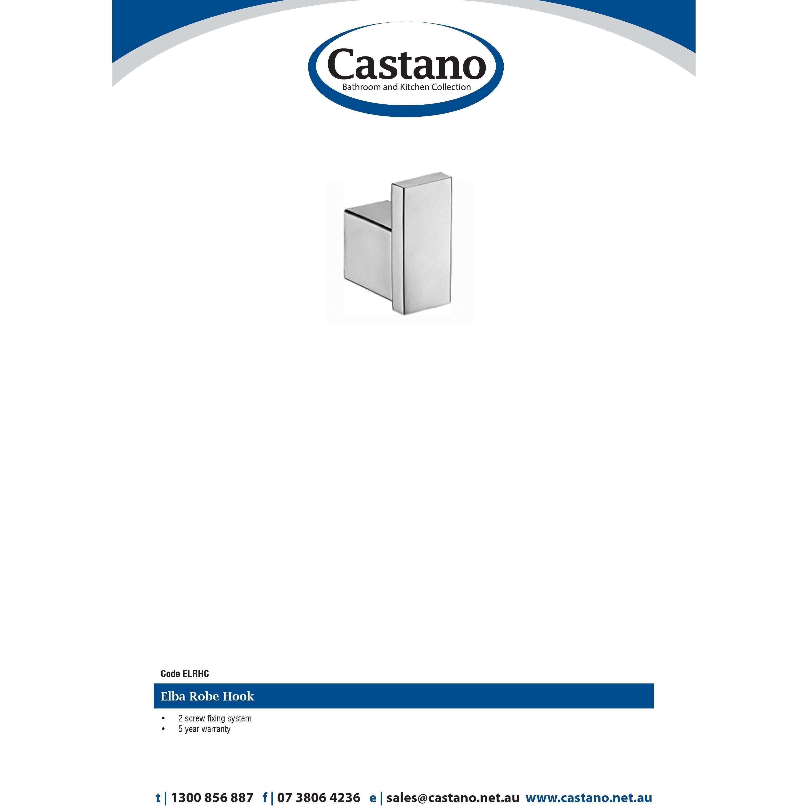 Castano Elba Robe Hook Chrome - Burdens Plumbing