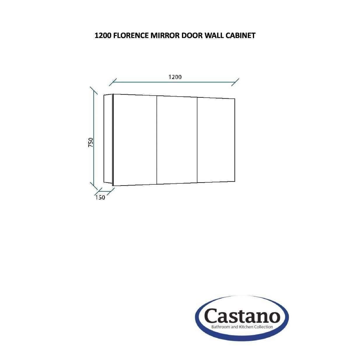 Castano Florence 1200mm Mirrored Wall Cabinet White - Burdens Plumbing