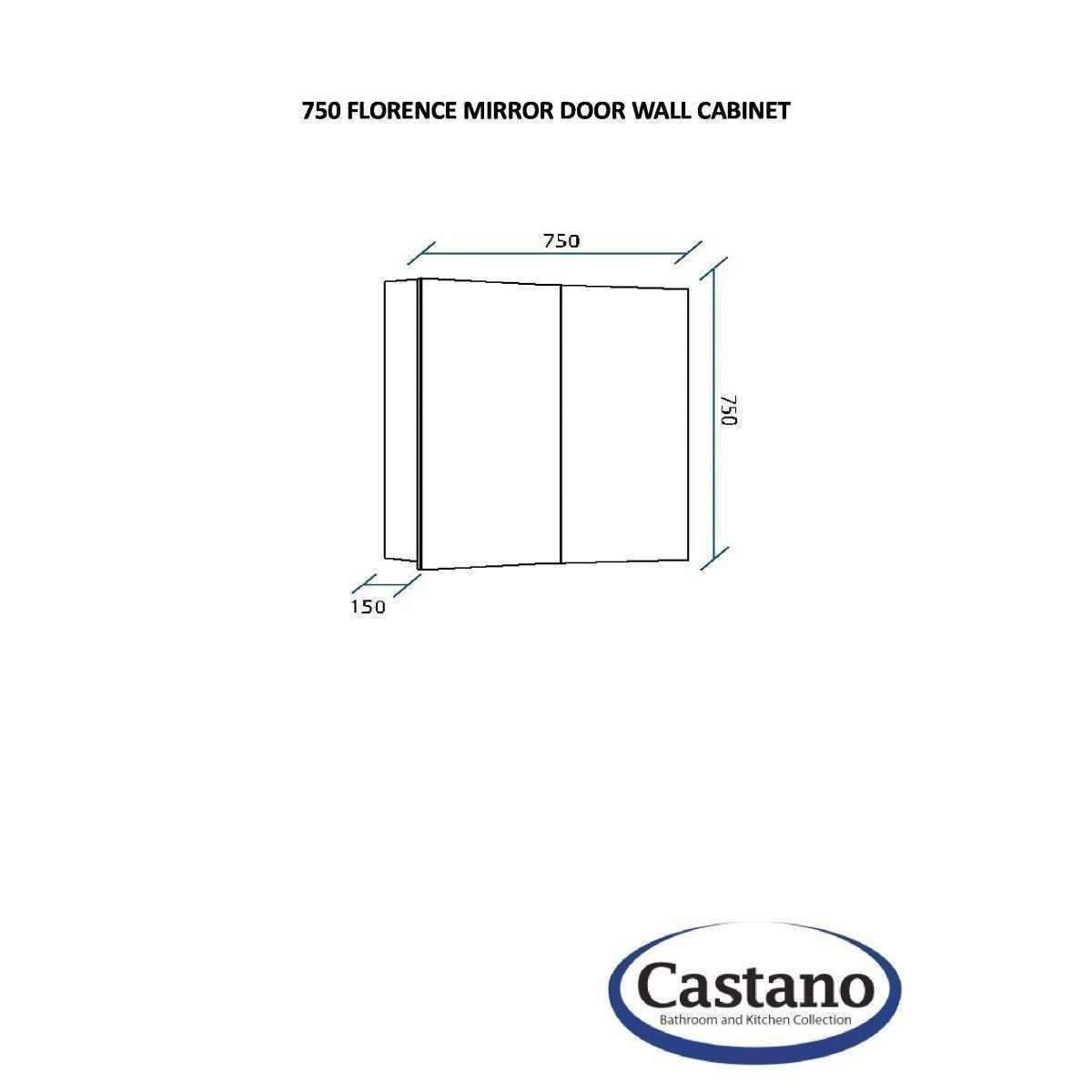Castano Florence 750mm Mirrored Wall Cabinet White - Burdens Plumbing