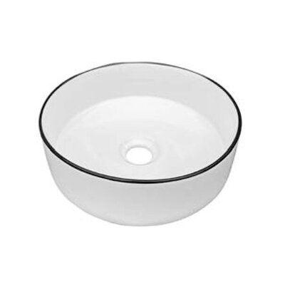 Castano Siera Round 360mm Slim Edge Vessel Basin White With Black Edge - Burdens Plumbing