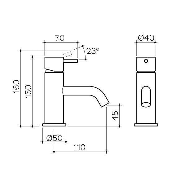 Clark Round Pin Basin Mixer - Matte Black - Burdens Plumbing