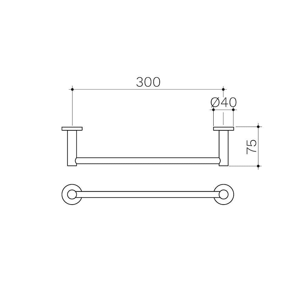 Clark Round Single Towel Rail 300mm - Chrome - Burdens Plumbing