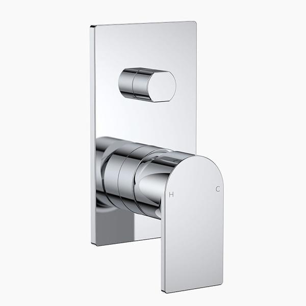 Clark Round Square Wall Mixer With Diverter - Chrome - Burdens Plumbing